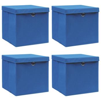 ARDEBO.de - Aufbewahrungsboxen mit Deckeln 4 Stk. Blau 32x32x32 cm Stoff