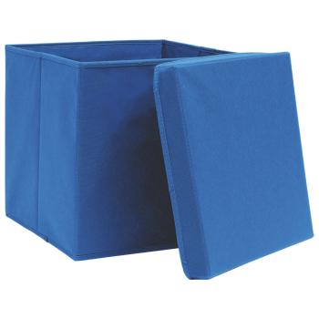 Aufbewahrungsboxen mit Deckeln 4 Stk. Blau 32x32x32 cm Stoff