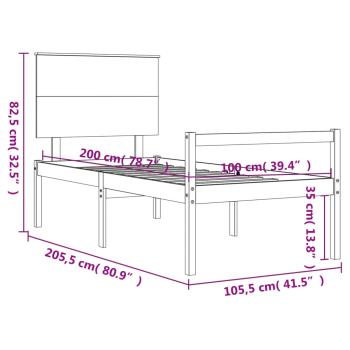 Seniorenbett mit Kopfteil 100x200 cm Massivholz