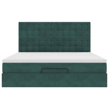 Ottoman-Bett mit Matratzen & LEDs Dunkelgrün 180x200 cm Samt