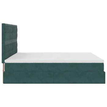 Ottoman-Bett mit Matratzen & LEDs Dunkelgrün 180x200 cm Samt
