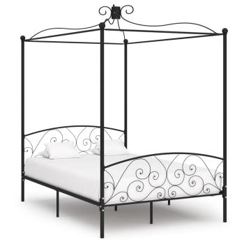 ARDEBO.de - Himmelbett-Gestell Schwarz Metall 120 x 200 cm