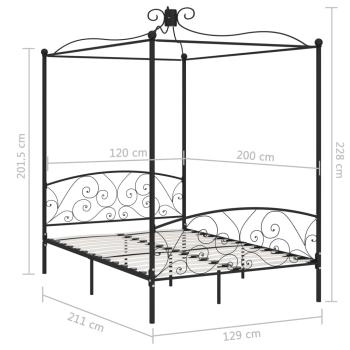 Himmelbett-Gestell Schwarz Metall 120 x 200 cm
