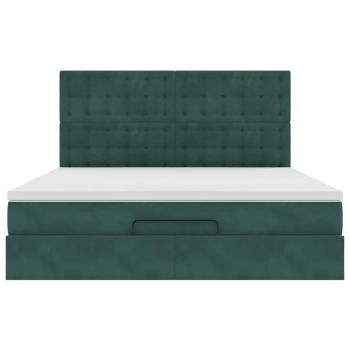 Ottoman-Bett mit Matratzen Dunkelgrün 180x200 cm Samt
