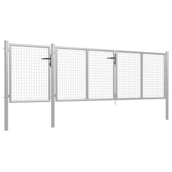 Gartentor Stahl 400x75 cm Silbern