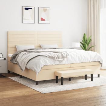 ARDEBO.de - Boxspringbett mit Matratze Creme 200x200 cm Stoff