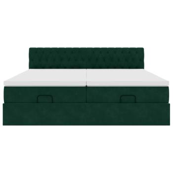 Ottoman-Bett mit Matratzen Dunkelgrün 200x200 cm Samt