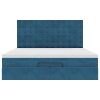 Ottoman-Bett mit Matratzen & LED Dunkelblau 200x200 cm Samt