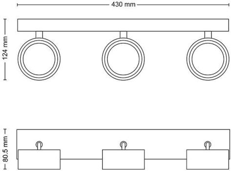 Philips Bracia Decken-/Wandspot, ClickFix, 3x 5,5W, 220-240V, 1650lm, 2700K, schwarz (929003299201)