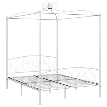 Himmelbett-Gestell Weiß Metall 160 x 200 cm