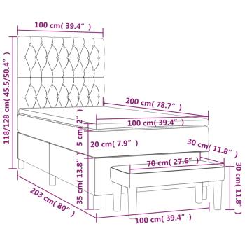 Boxspringbett mit Matratze Dunkelgrün 100x200 cm Samt
