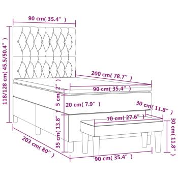 Boxspringbett mit Matratze Dunkelgrün 90x200 cm Samt