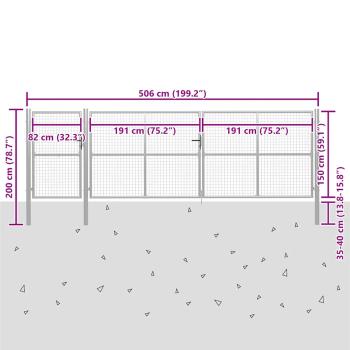 Gartentor Stahl 500×150 cm Silbern