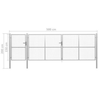 Gartentor Stahl 500×150 cm Silbern
