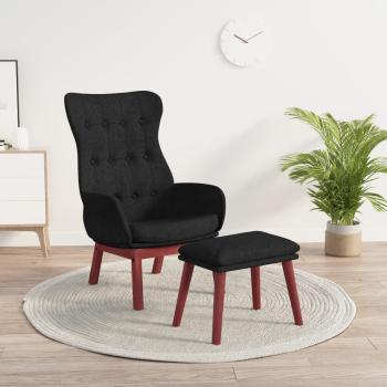 ARDEBO.de - Relaxsessel mit Hocker Schwarz Stoff