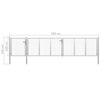 Gartentor Stahl 500×100 cm Silbern