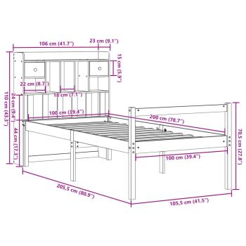 Massivholzbett mit Regal ohne Matratze 100x200 cm Kiefer