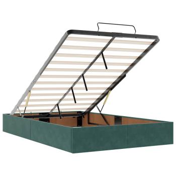 Ottoman-Bett mit Matratzen & LEDs Dunkelgrün 120x190 cm Samt