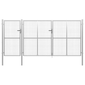 ARDEBO.de - Gartentor Stahl 400 x 150 cm Silbern