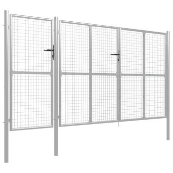 Gartentor Stahl 400 x 150 cm Silbern