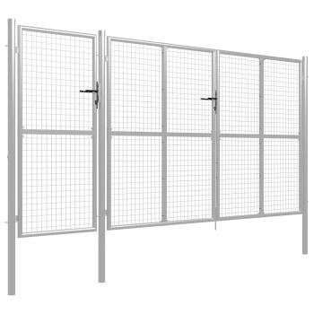 Gartentor Stahl 400 x 150 cm Silbern