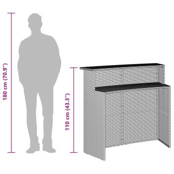 5-tlg. Gartenbar-Set mit Kissen Schwarz Poly Rattan