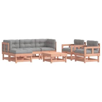 7-tlg. Garten-Lounge-Set mit Kissen Massivholz Douglasie