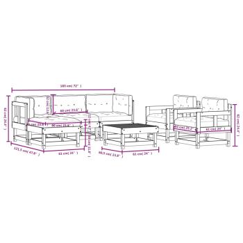 7-tlg. Garten-Lounge-Set mit Kissen Massivholz Douglasie