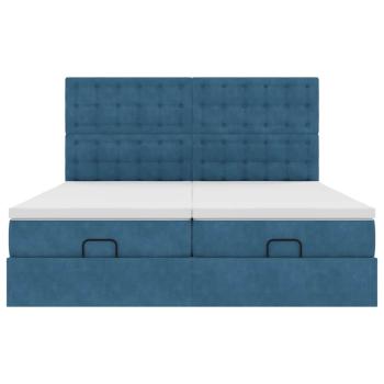 Ottoman-Bett mit Matratzen & LEDs Dunkelblau 160x200 cm Samt