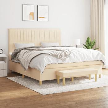 ARDEBO.de - Boxspringbett mit Matratze Creme 160x200 cm Stoff