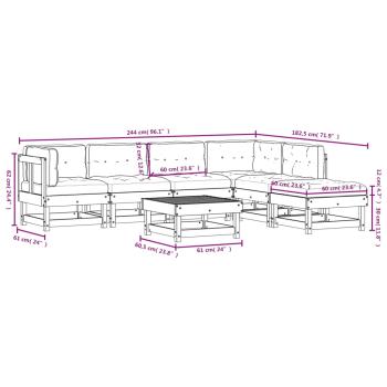7-tlg. Garten-Lounge-Set mit Kissen Massivholz Douglasie
