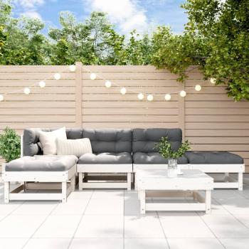 ARDEBO.de - 6-tlg. Garten-Lounge-Set Weiß Massivholz Kiefer