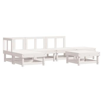 6-tlg. Garten-Lounge-Set Weiß Massivholz Kiefer