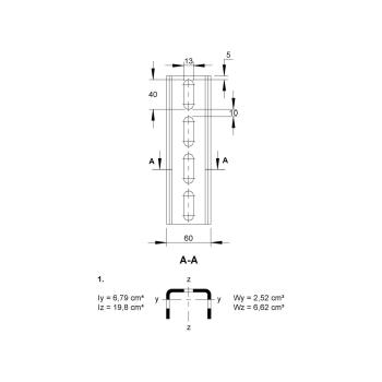 Niedax HU 6040/2000 Hängestiel, U-Profil, 60x40x2006mm, Stahl, feuerverzinkt