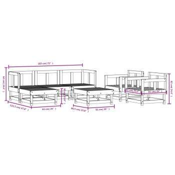7-tlg. Garten-Lounge-Set Massivholz Douglasie