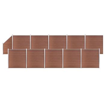 ARDEBO.de - WPC Zaun-Set 10 Quadrate + 1 Schräge 1830x186 cm Braun