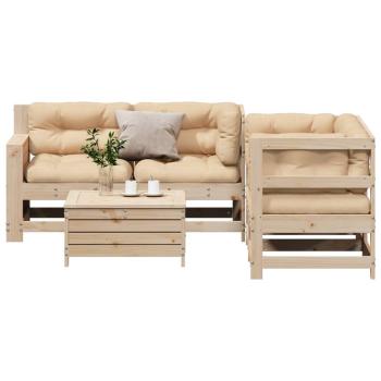 5-tlg. Garten-Lounge-Set mit Kissen Massivholz Kiefer