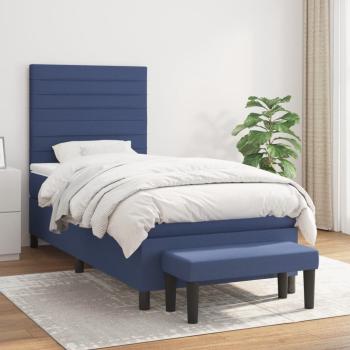 ARDEBO.de - Boxspringbett mit Matratze Blau 90x200 cm Stoff