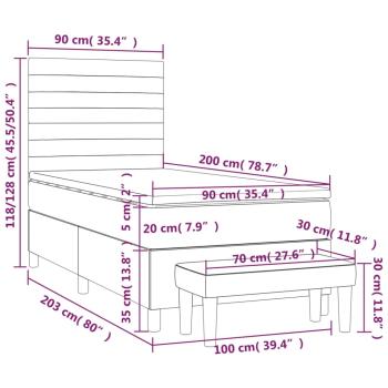 Boxspringbett mit Matratze Blau 90x200 cm Stoff