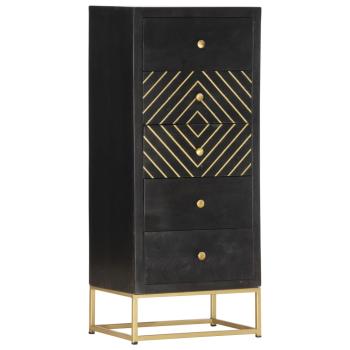 Schubladenschrank Schwarz Golden 45x30x105cm Mangoholz