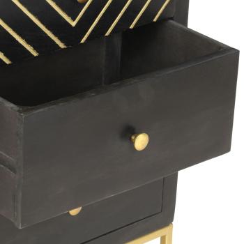 Schubladenschrank Schwarz Golden 45x30x105cm Mangoholz