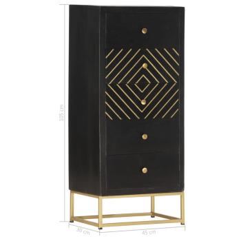 Schubladenschrank Schwarz Golden 45x30x105cm Mangoholz