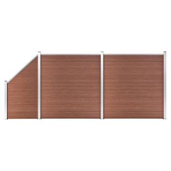 ARDEBO.de - WPC Zaun-Set 2 Quadrate + 1 Schräge 446x186 cm Braun