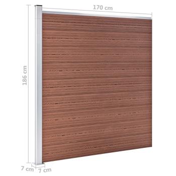 WPC Zaun-Set 7 Quadrate + 1 Schräge 1311x186 cm Braun