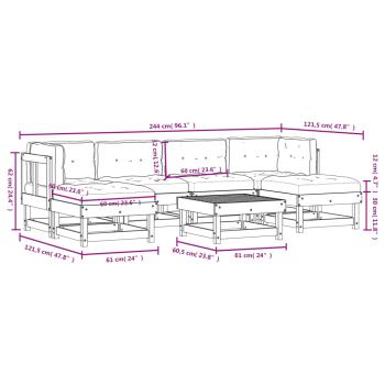 7-tlg. Garten-Lounge-Set mit Kissen Massivholz Douglasie