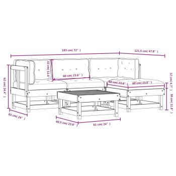 5-tlg. Garten-Lounge-Set mit Kissen Imprägniertes Kiefernholz