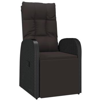 Gartensessel Verstellbar mit Kissen Schwarz Poly Rattan