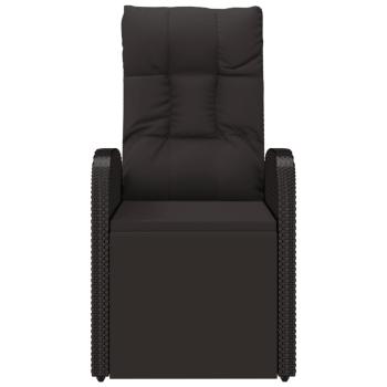 Gartensessel Verstellbar mit Kissen Schwarz Poly Rattan