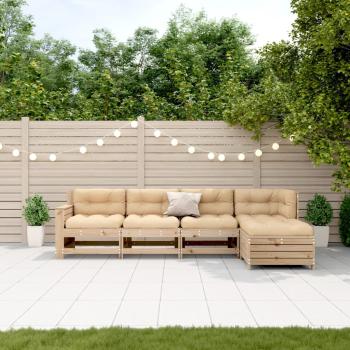 ARDEBO.de - 5-tlg. Garten-Lounge-Set mit Kissen Massivholz Kiefer