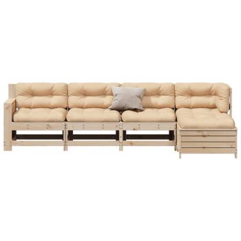 5-tlg. Garten-Lounge-Set mit Kissen Massivholz Kiefer